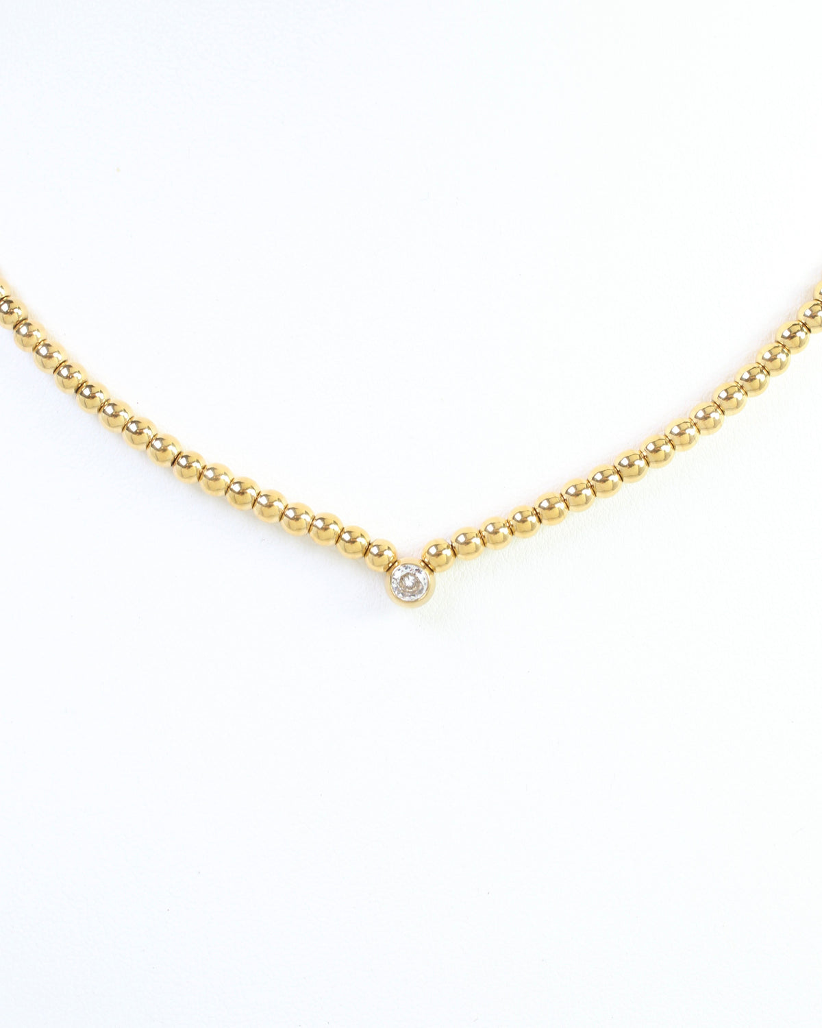 Rumi CZ Ball Necklace WP Gold