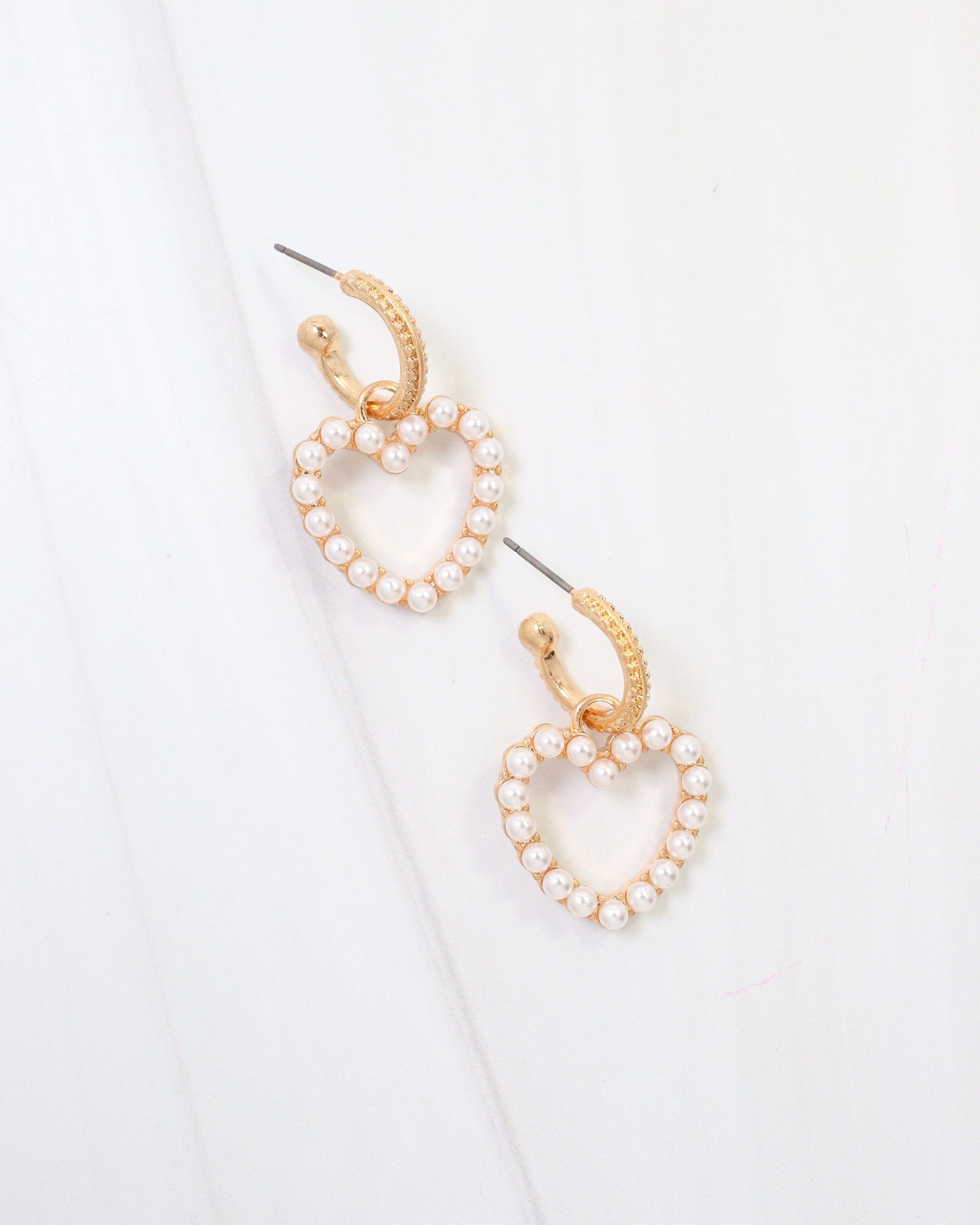 Rolla Pearl Heart Dangle Earring Gold