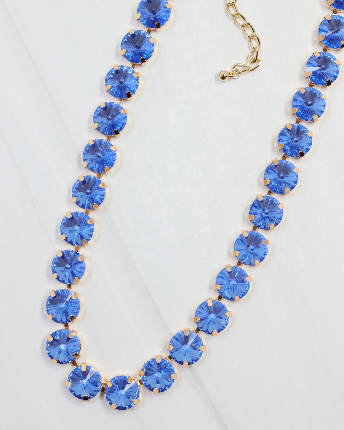 Harper Medium Rhinestone Necklace Sapphire