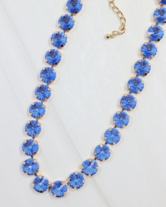 Harper Medium Rhinestone Necklace Sapphire