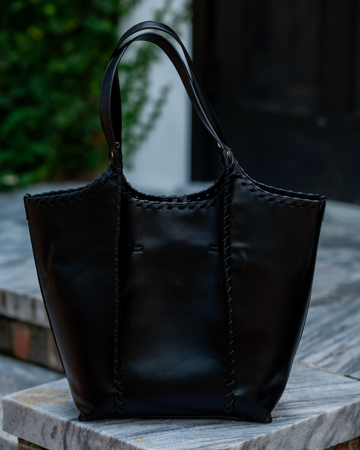 Emory Whipstitch Tote Black