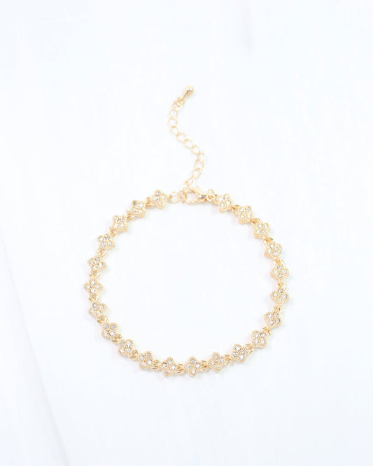 Rylee CZ Clover Bracelet Gold
