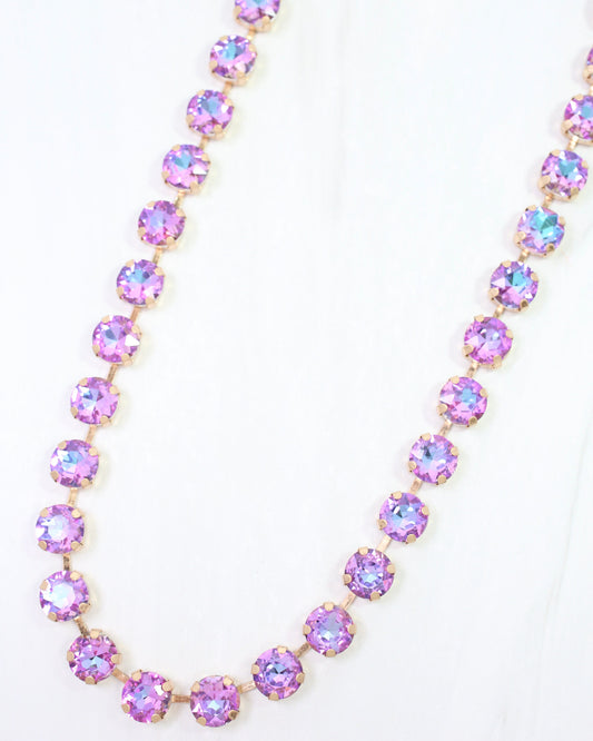 Andi Rhinestone Necklace Purple AB