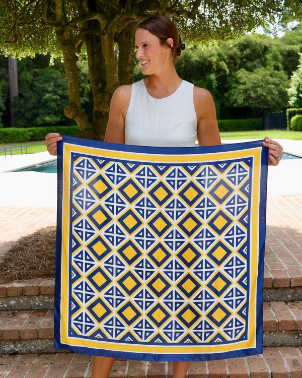 Barrett Tile Scarf Large Navy Gold