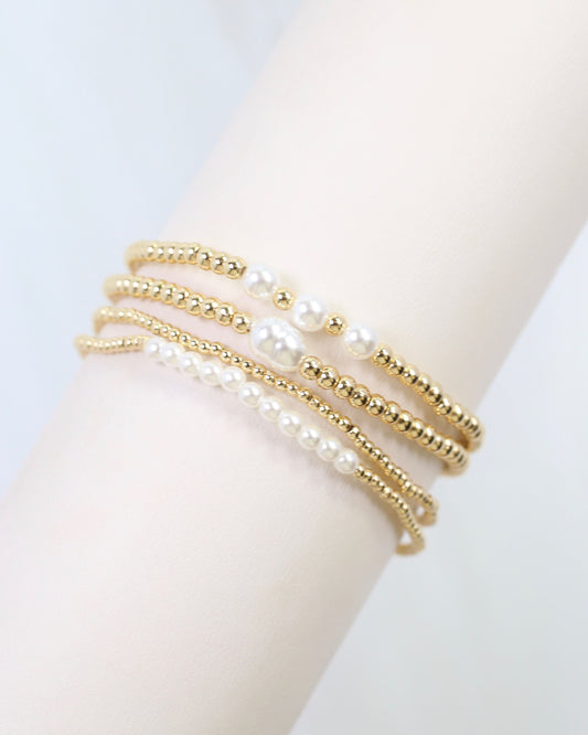 Bethany Pearl Beaded Bracelet Set Gold