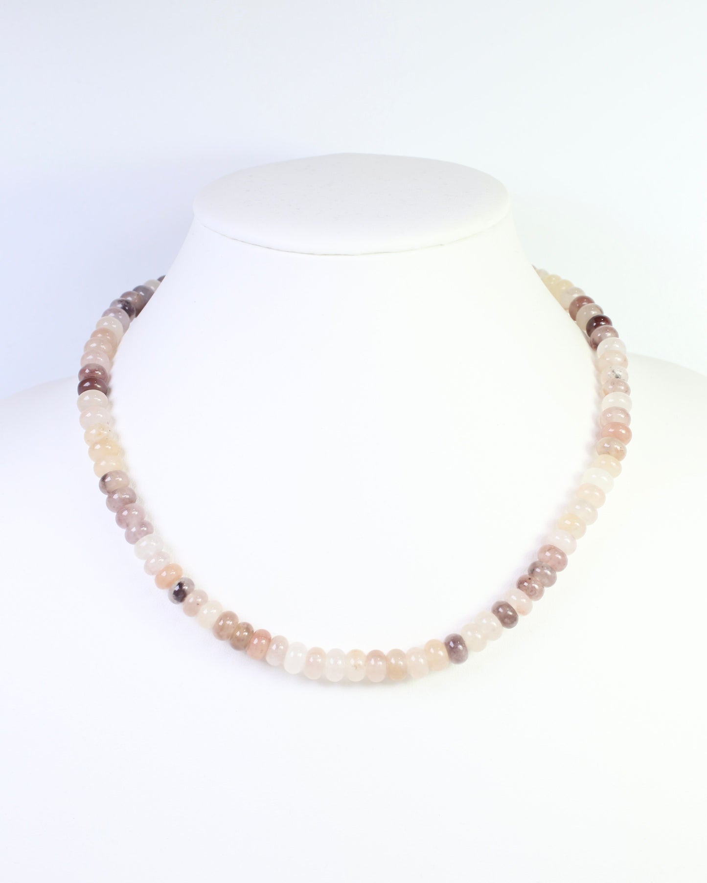 Gisela Stone Beaded Oval Clasp Necklace Natural