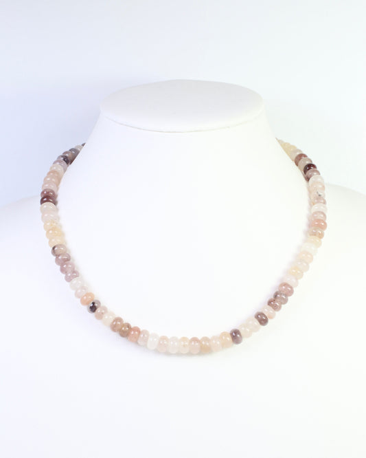 Gisela Stone Beaded Oval Clasp Necklace Natural