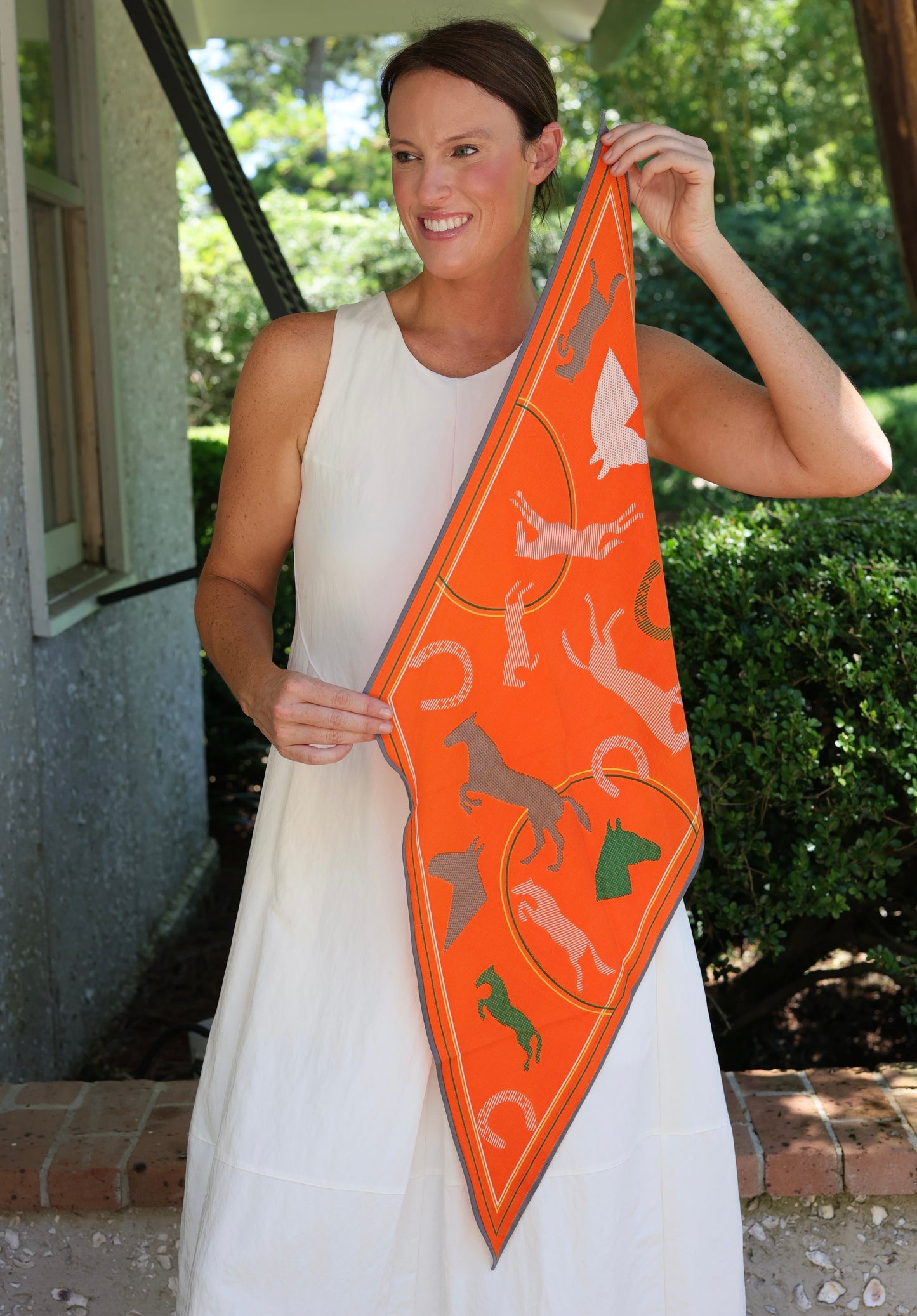 Horse Silhouette Scarf Orange