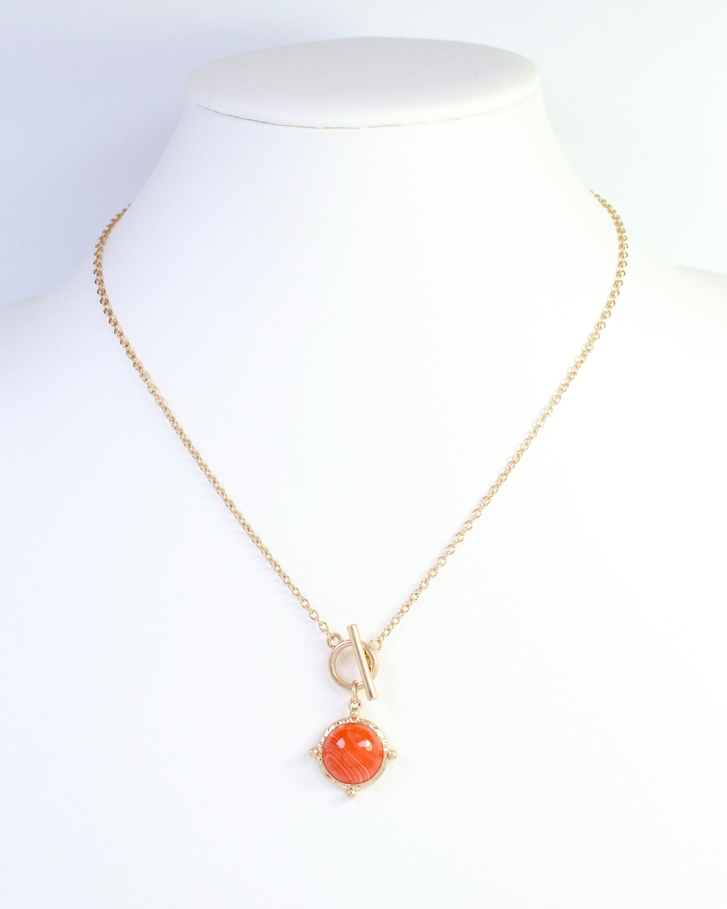 Florissant Round Pendant Necklace Orange