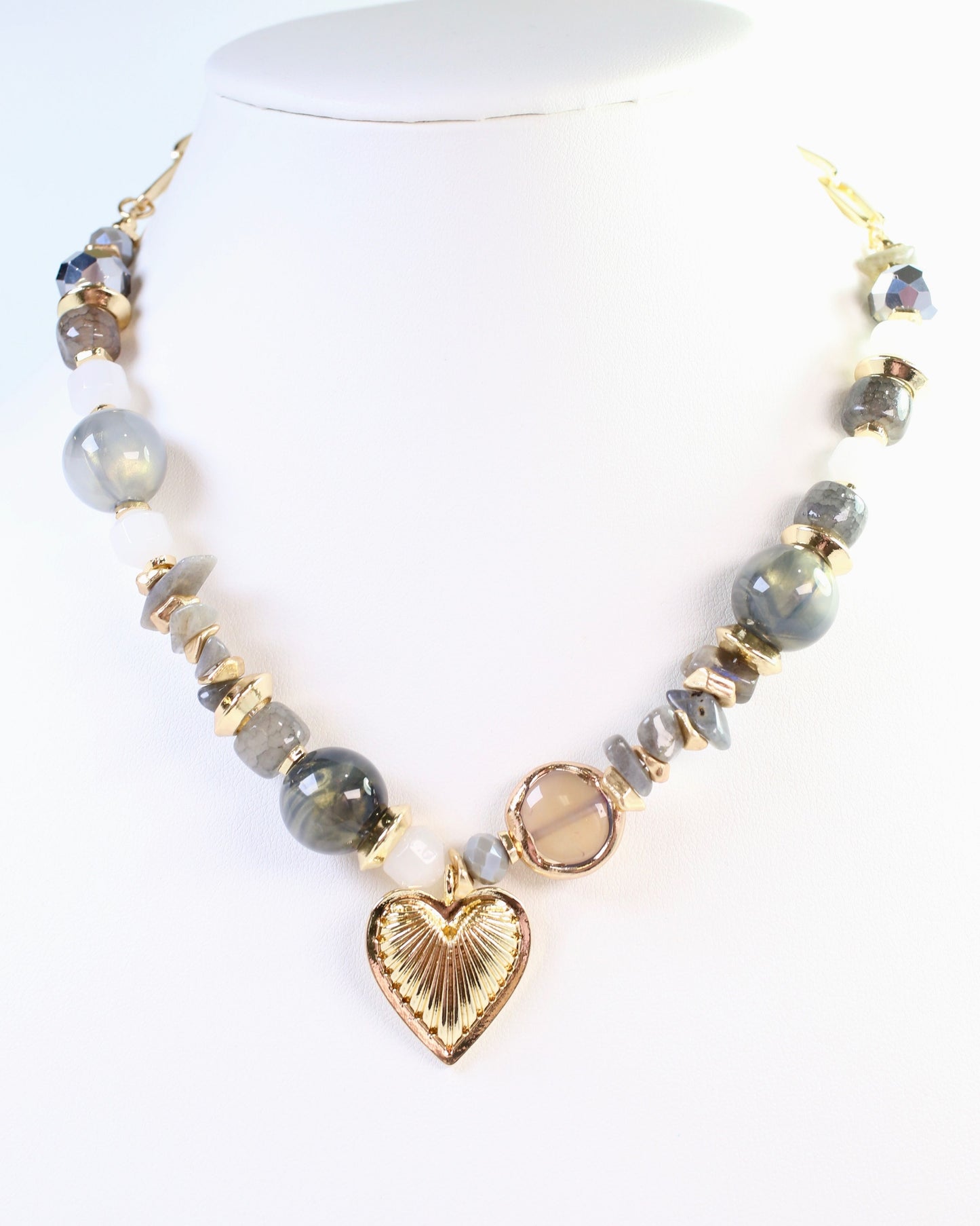 Sarasota Stone Charm Necklace Gray