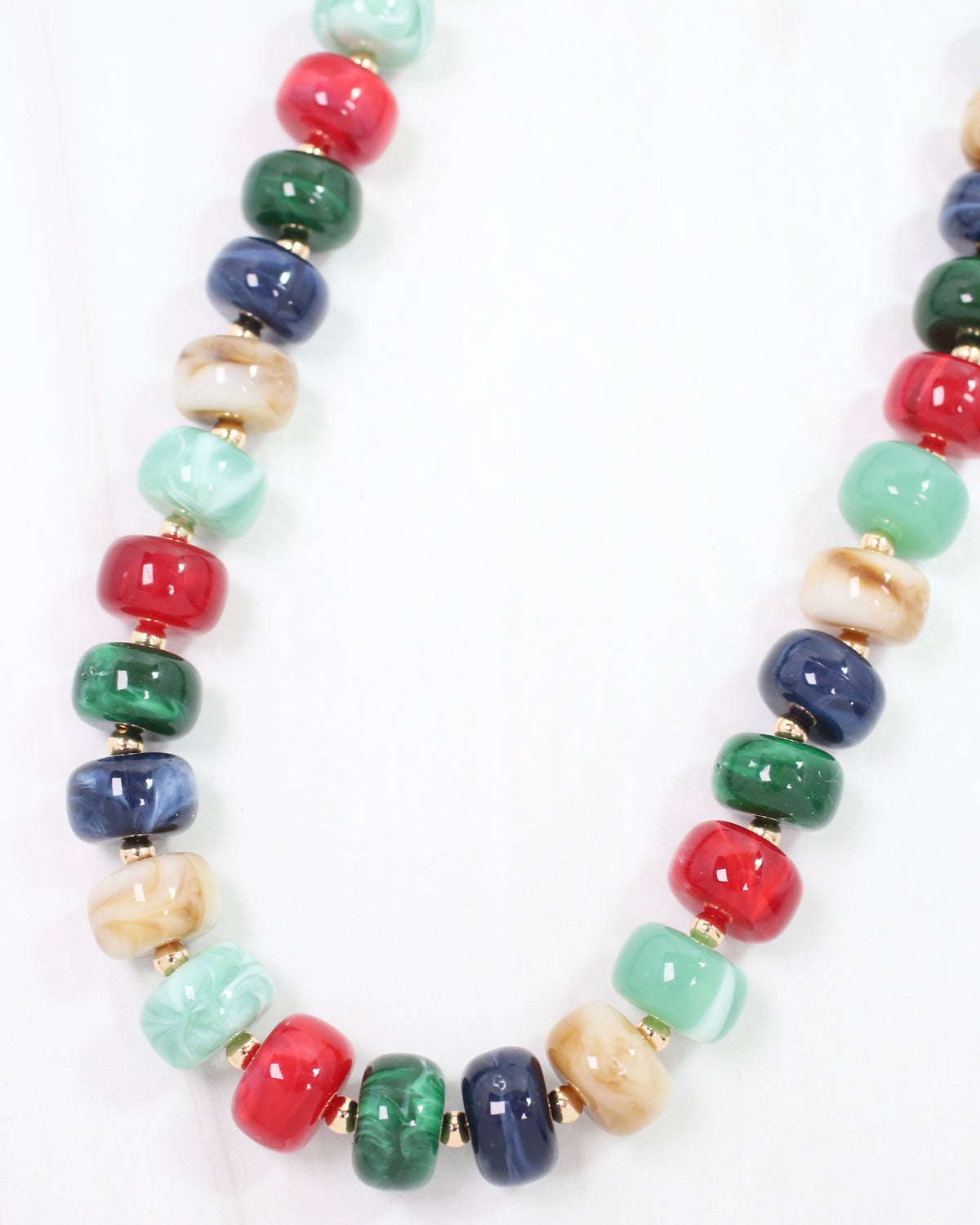 Tanner Beaded Necklace DK GRN Multi