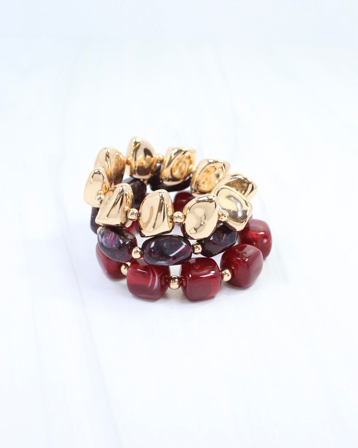 Rayna Beaded Bracelet Set Burgundy