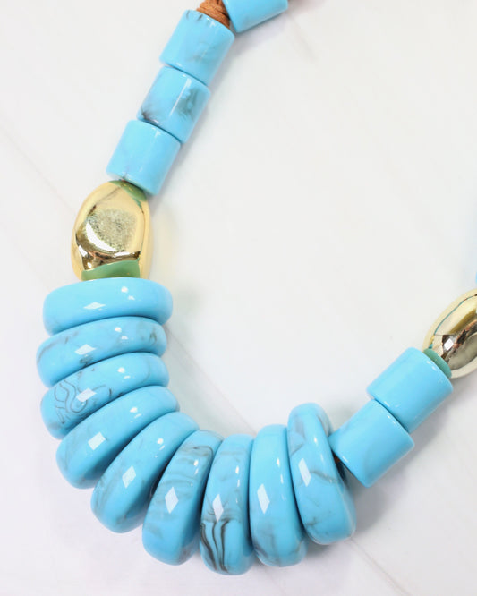 Miranda Beaded Statement Necklace Turquoise