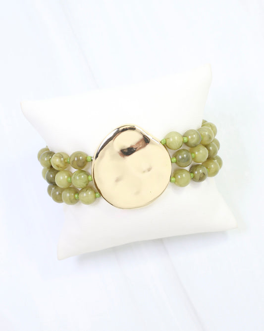 Kori Beaded Stretch Bracelet Olive