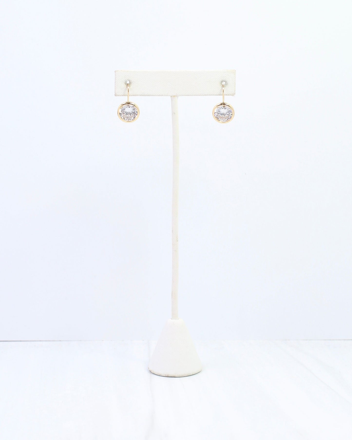 Ester Round CZ Fish Hook Earring WR Gold