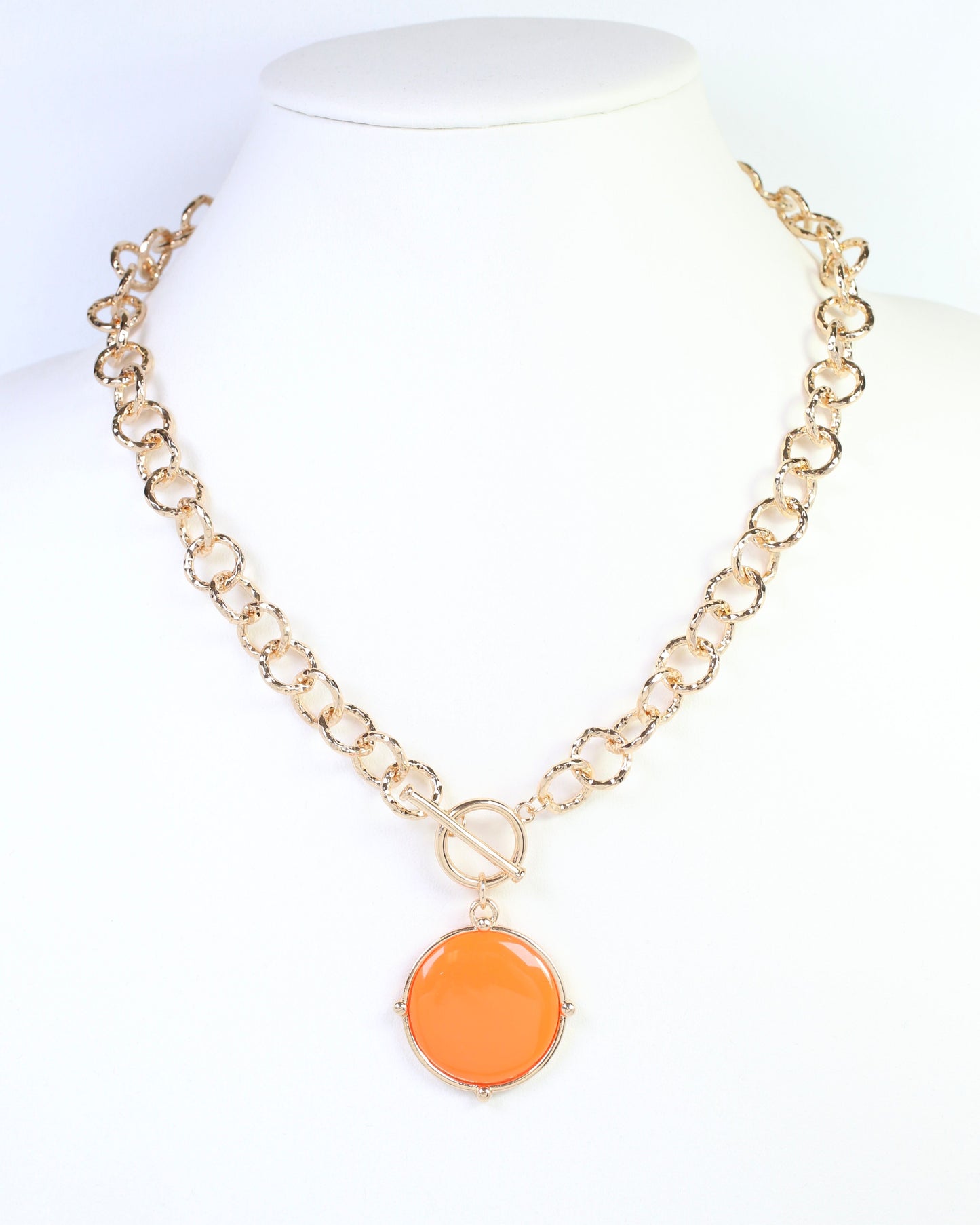 McKinley Pendant Toggle Necklace Orange