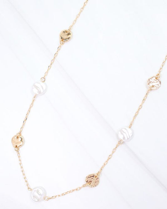 Ranald Pearl Disc Necklace Gold