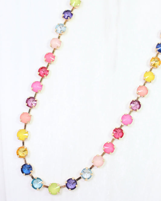 Shalimar Small  Rhinestone Necklace Rainbow