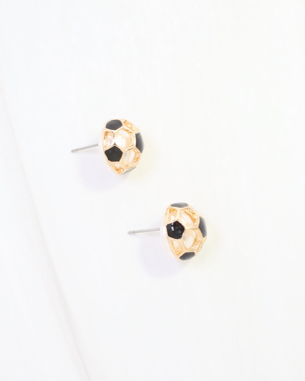 Soccer Ball Stud Earring Gold