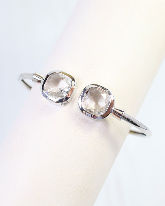 Kira Square Crystal Cuff Bracelet Silver