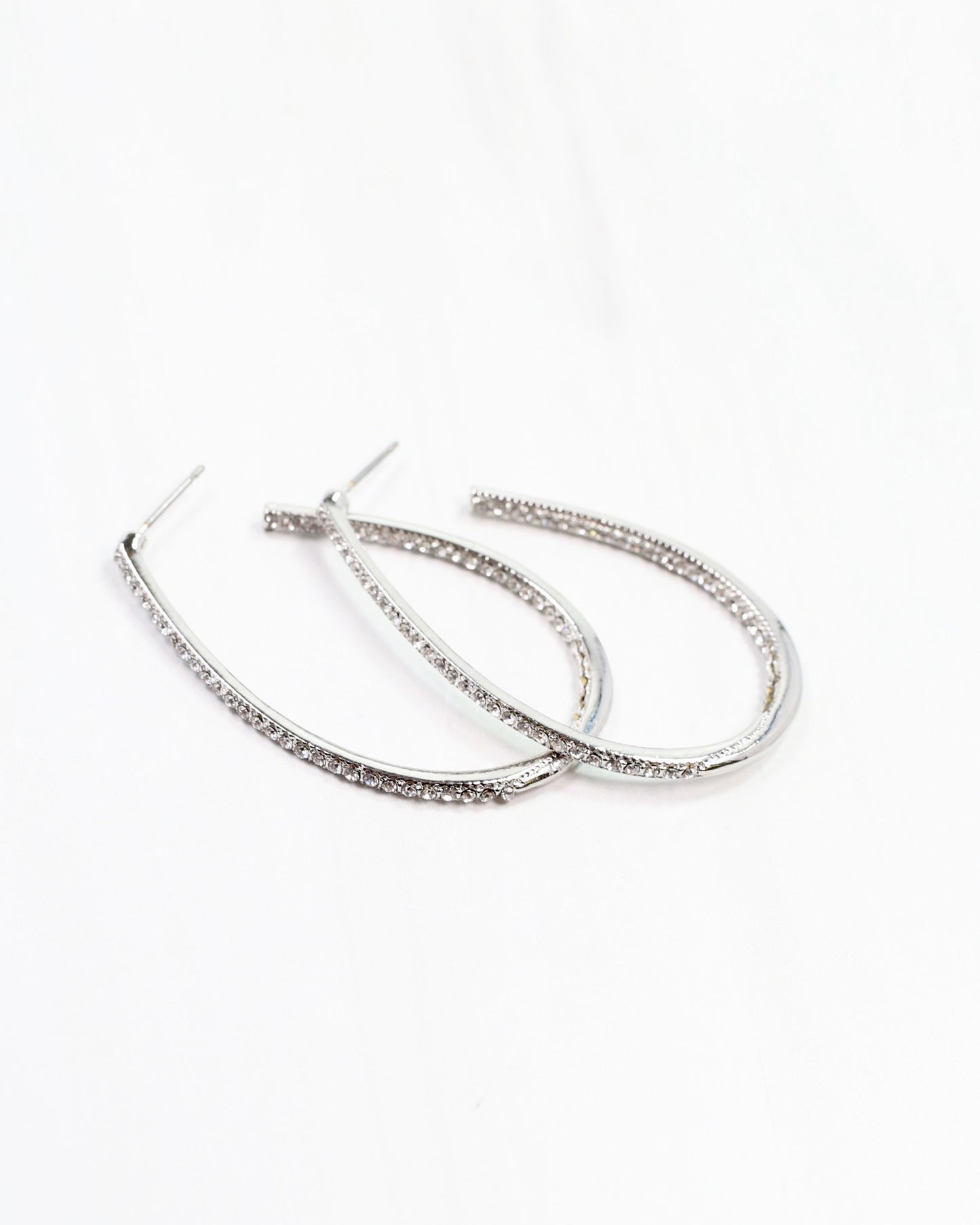 Bethie Crystal Oval Hoop Silver