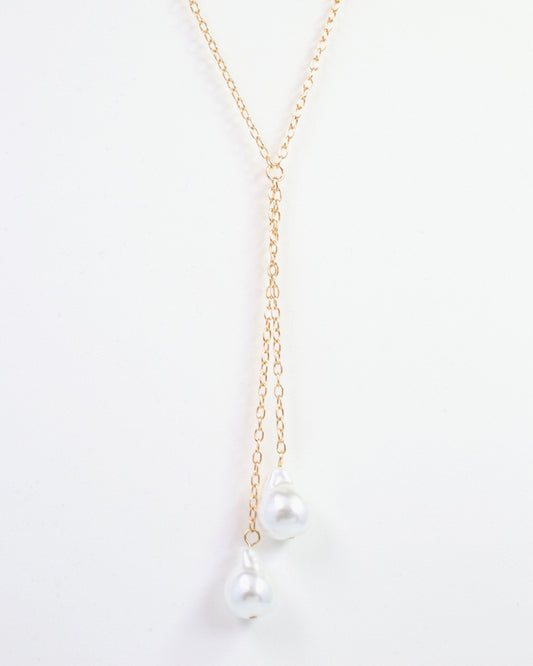 Ashmore Baroque Pearl Y Necklace Gold