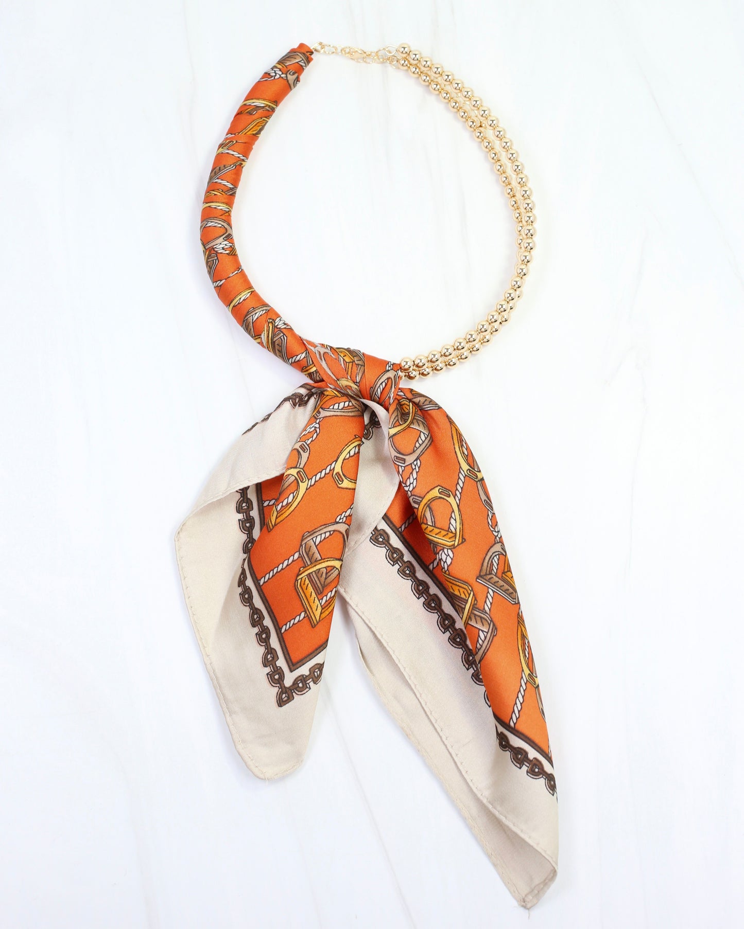 Laya Beaded Scarf Collar Necklace Orange
