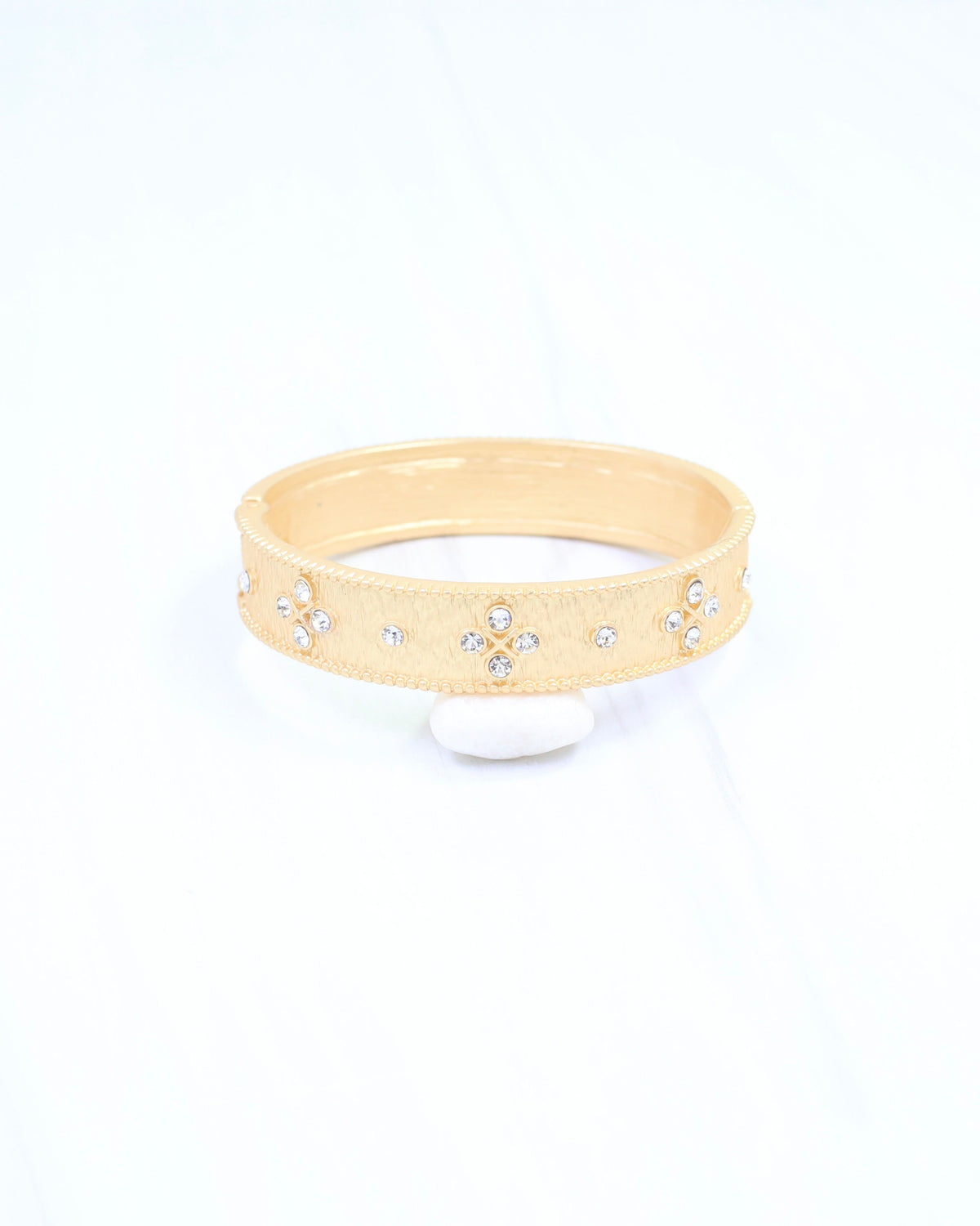 Miley Crystal Hinged Bangle Bracelet Matte Gold