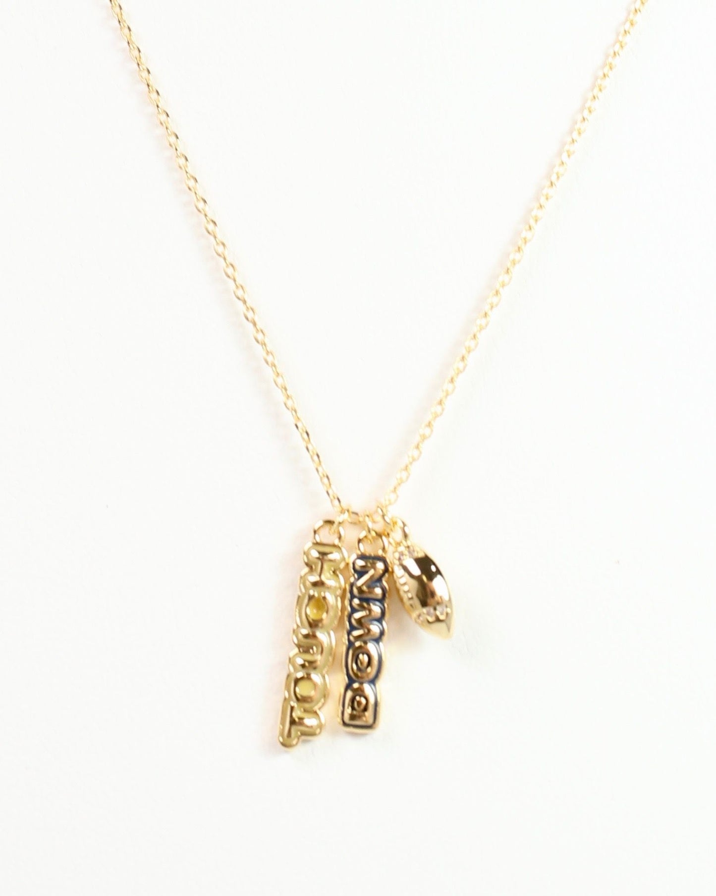 Enamel Touch Down Necklace Navy Gold