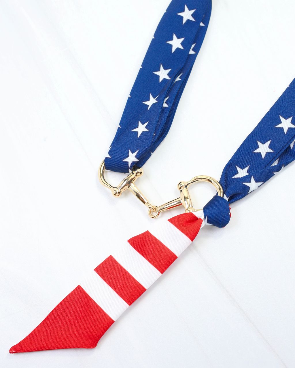 Lana Horsebit Scarf Necklace Red White Blue