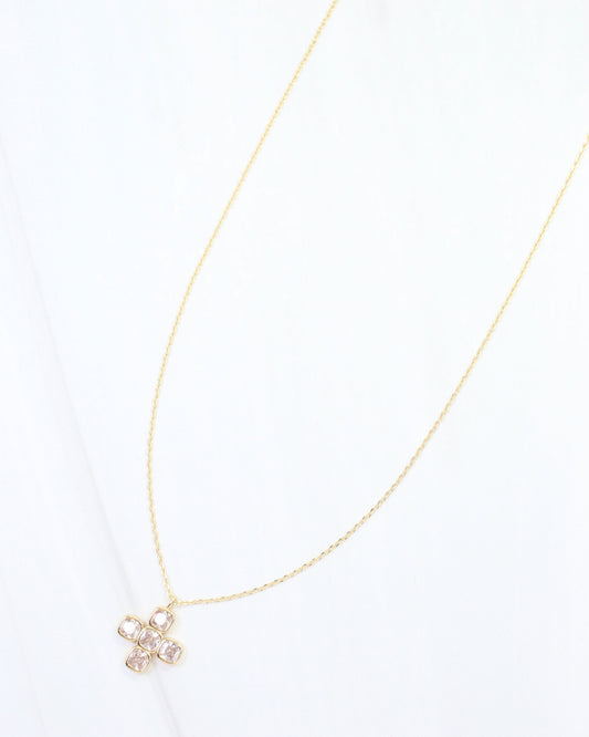 Marie CZ Cross Necklace WR Gold