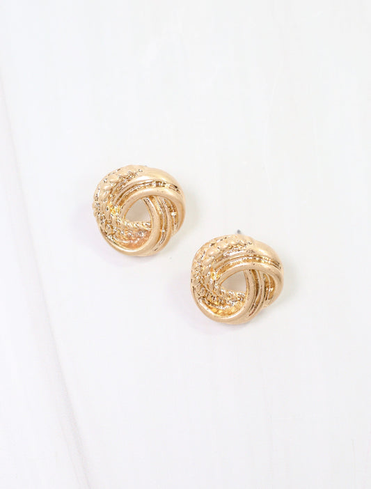 Muskogee Knot Stud Earring Worn Gold