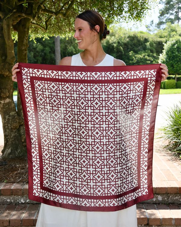 Langston Geometric Scarf Large Maroon White