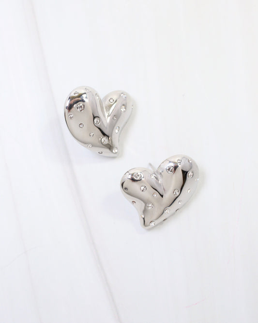 Sweetie CZ Embellished Heart Earring Silver