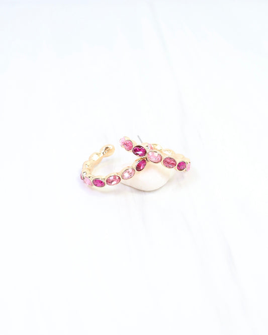 Karter Jeweled Hoop Earring Pink Multi