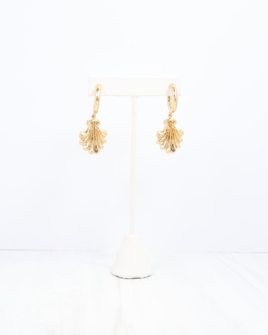 Gatton Fan Drop Hoop Earring Worn Gold