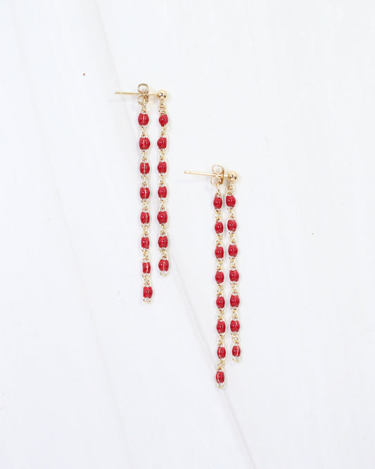 LuLu Chain Drop Earring Red