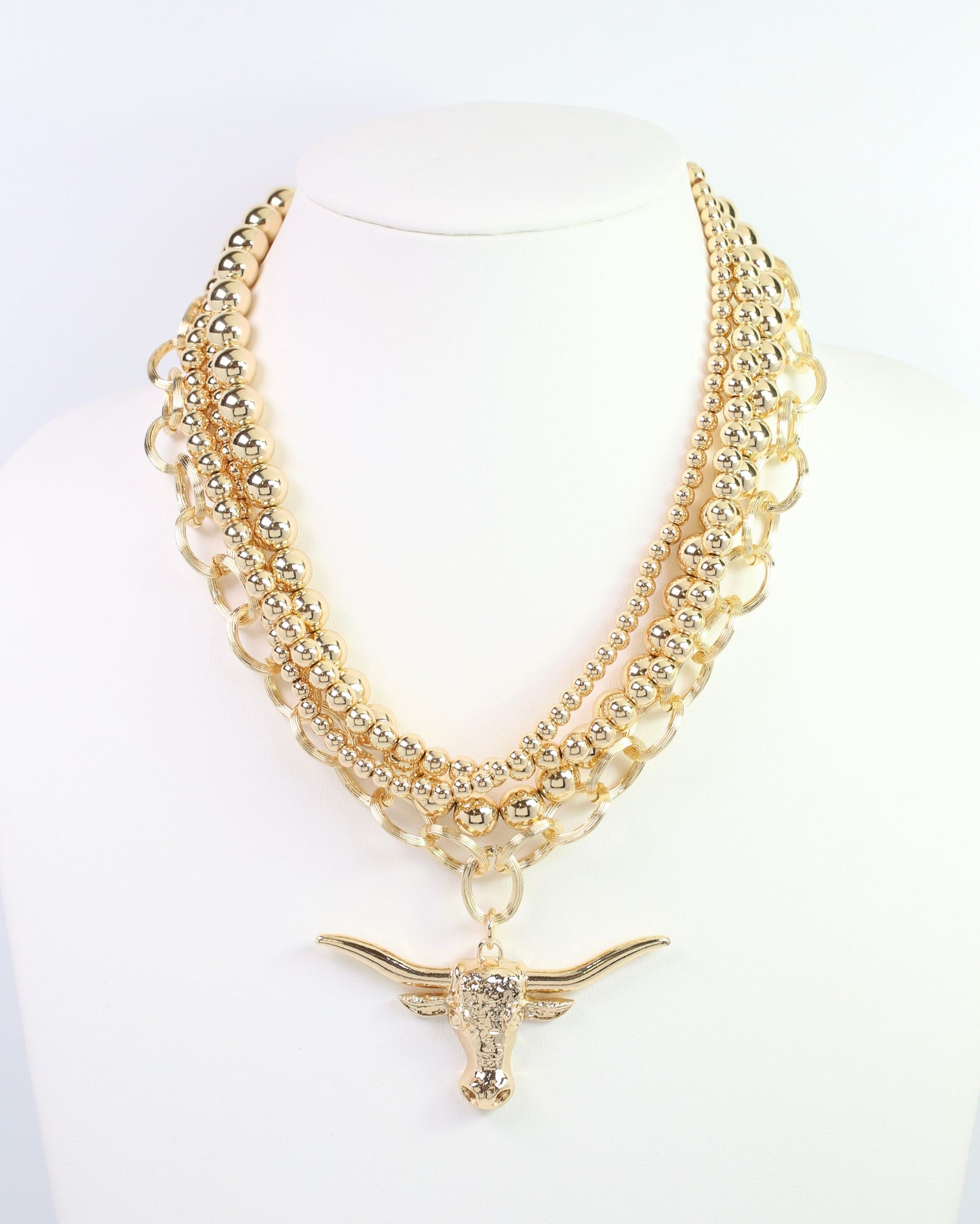 Bree Beaded Layered Necklace Bull Gold