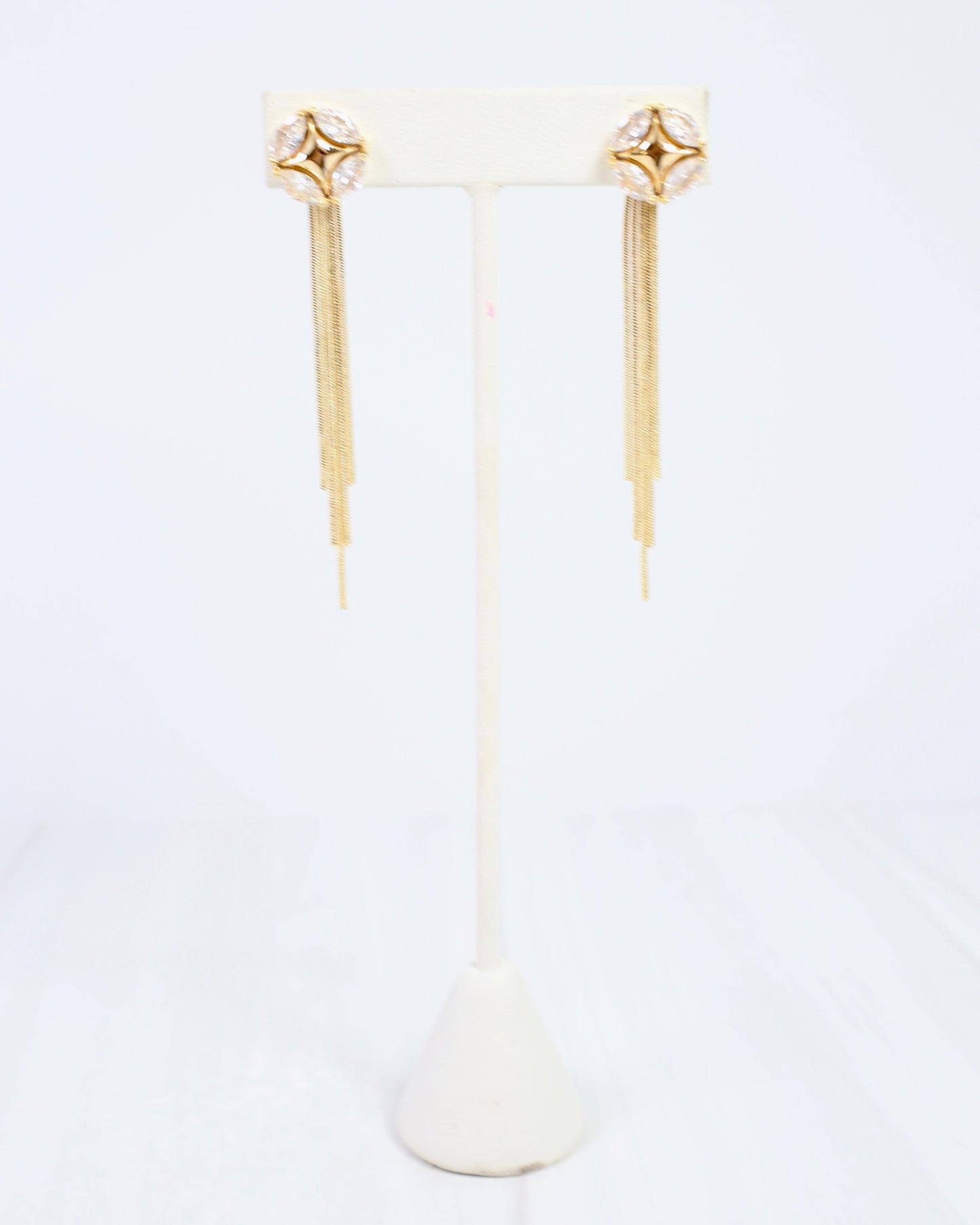 Presley Crystal and Fringe Drop Earring Gold