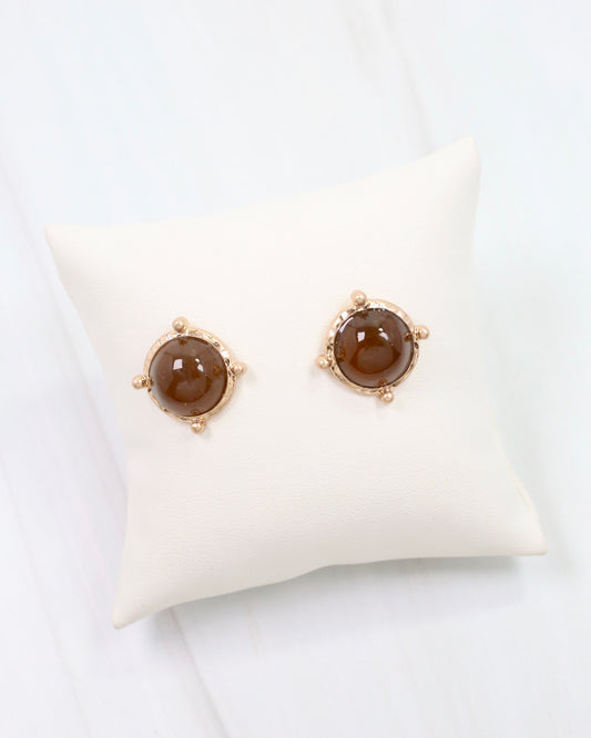 Florissant Round Post Earring Brown
