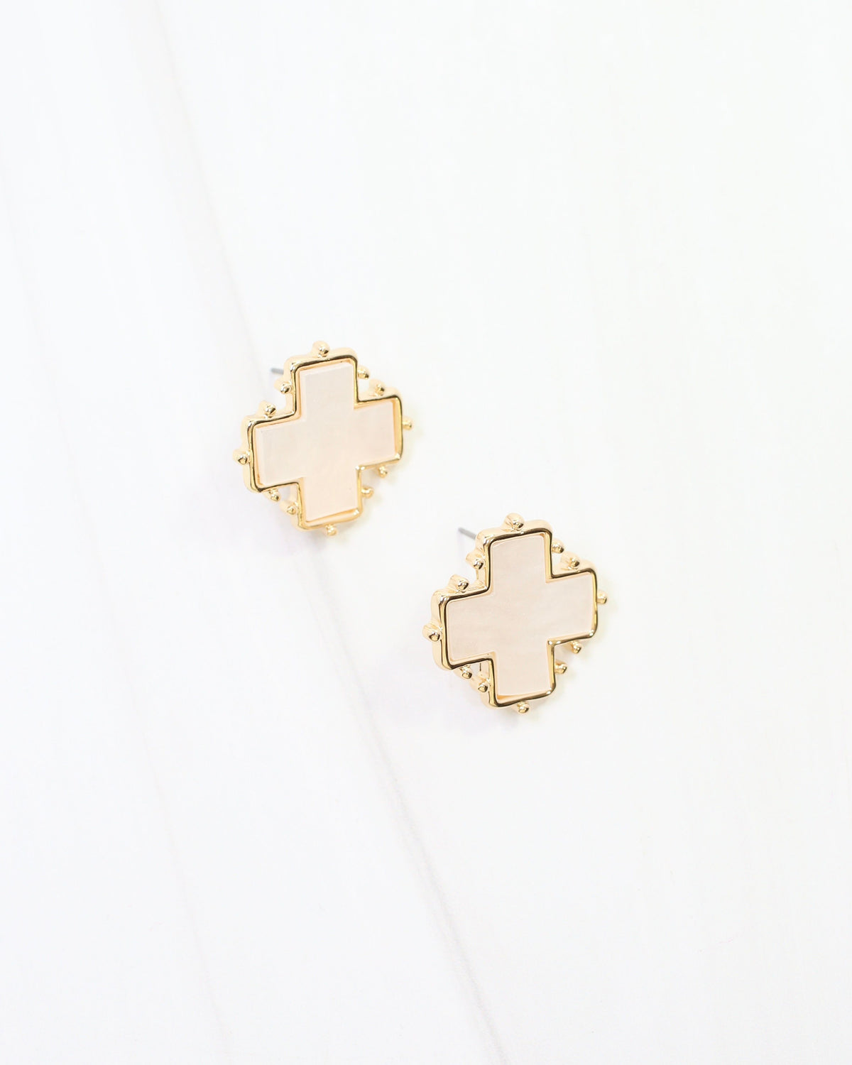 Melodie Cross Stud Earring Mother Of Pearl