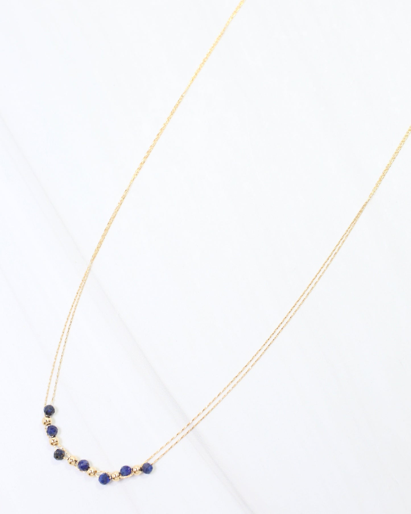 Paislee Double Strand Beaded Necklace Navy