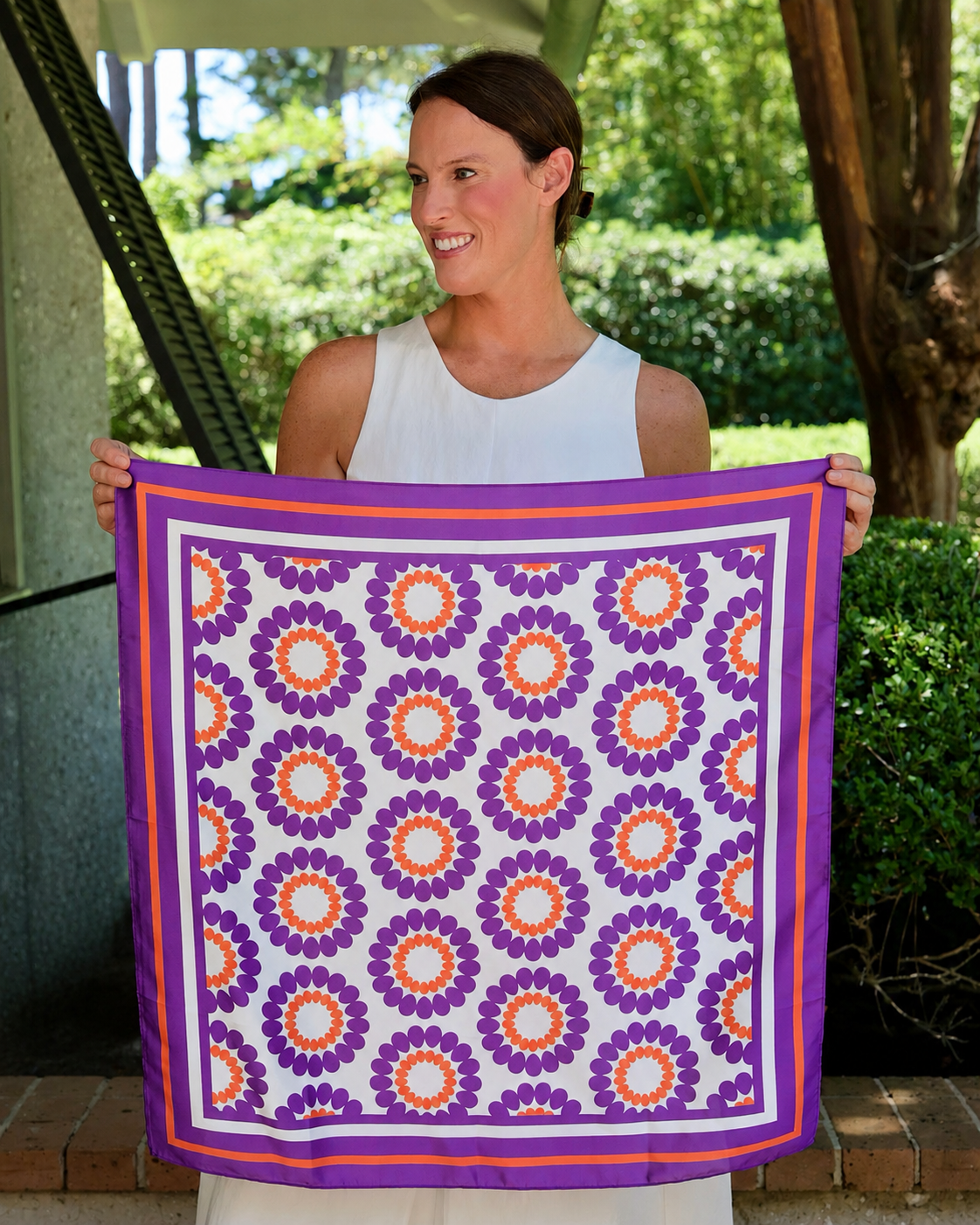 Lucy Floral Scarf Medium Purple Orange