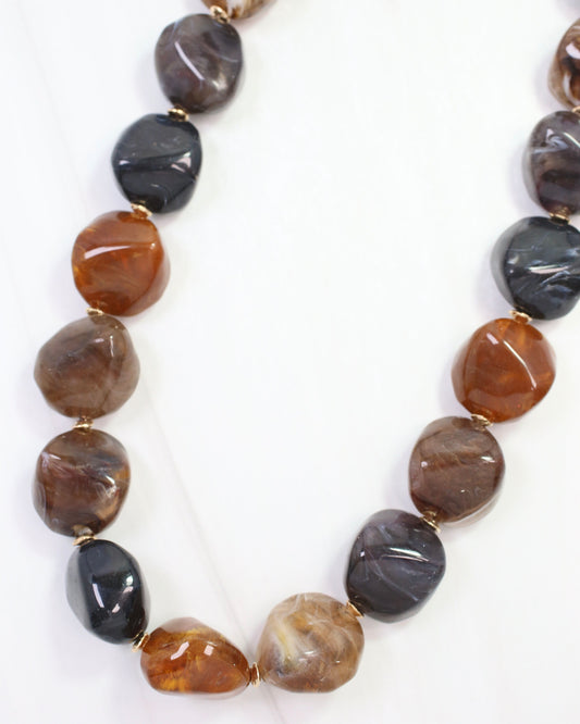 Sasser Beaded  Necklace Brown Multi