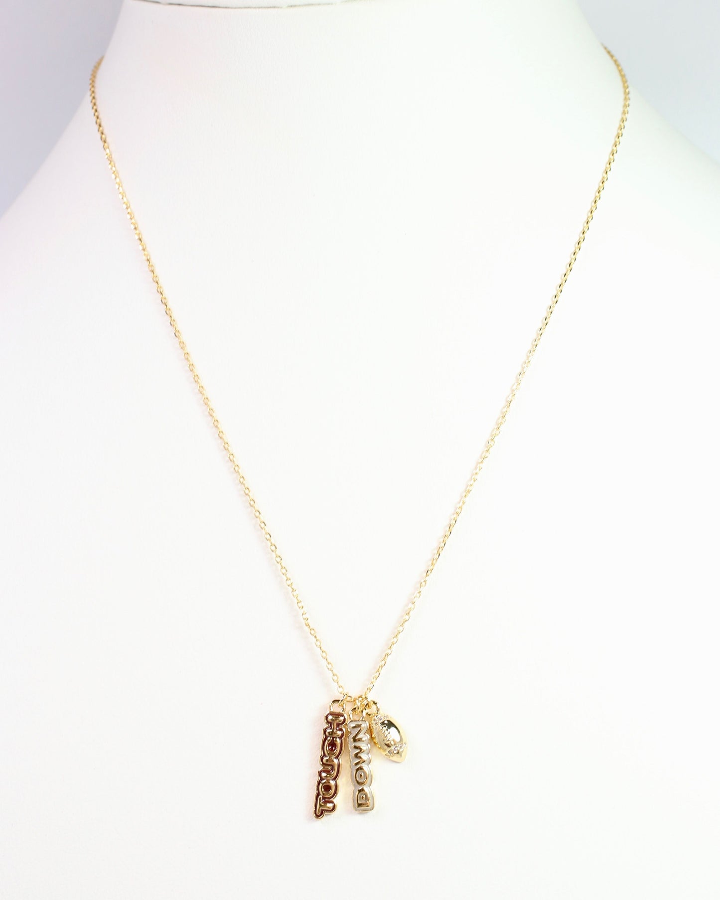 Enamel Touch Down Necklace Garnet Gold