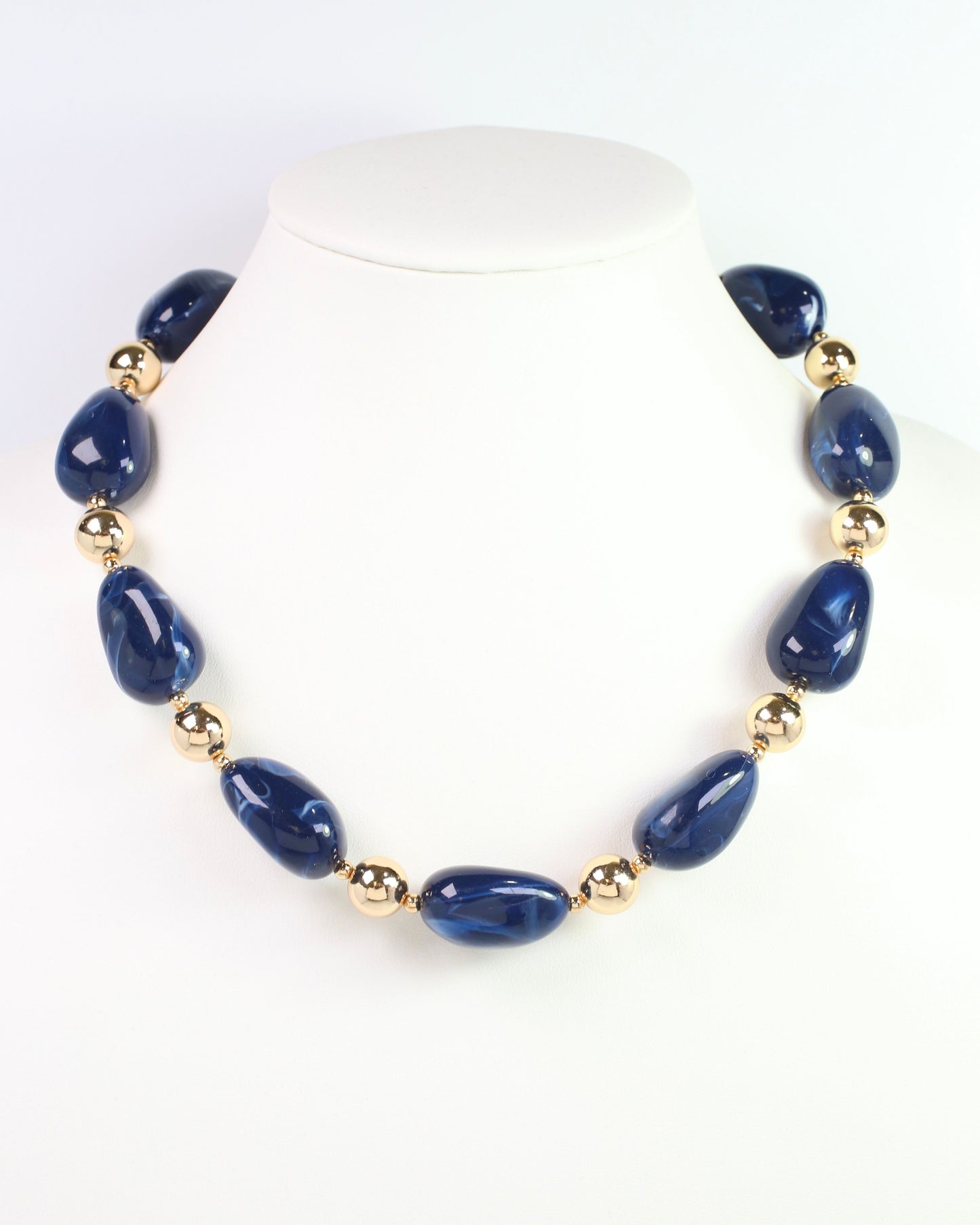 Giana Swirl Beaded Necklace Navy