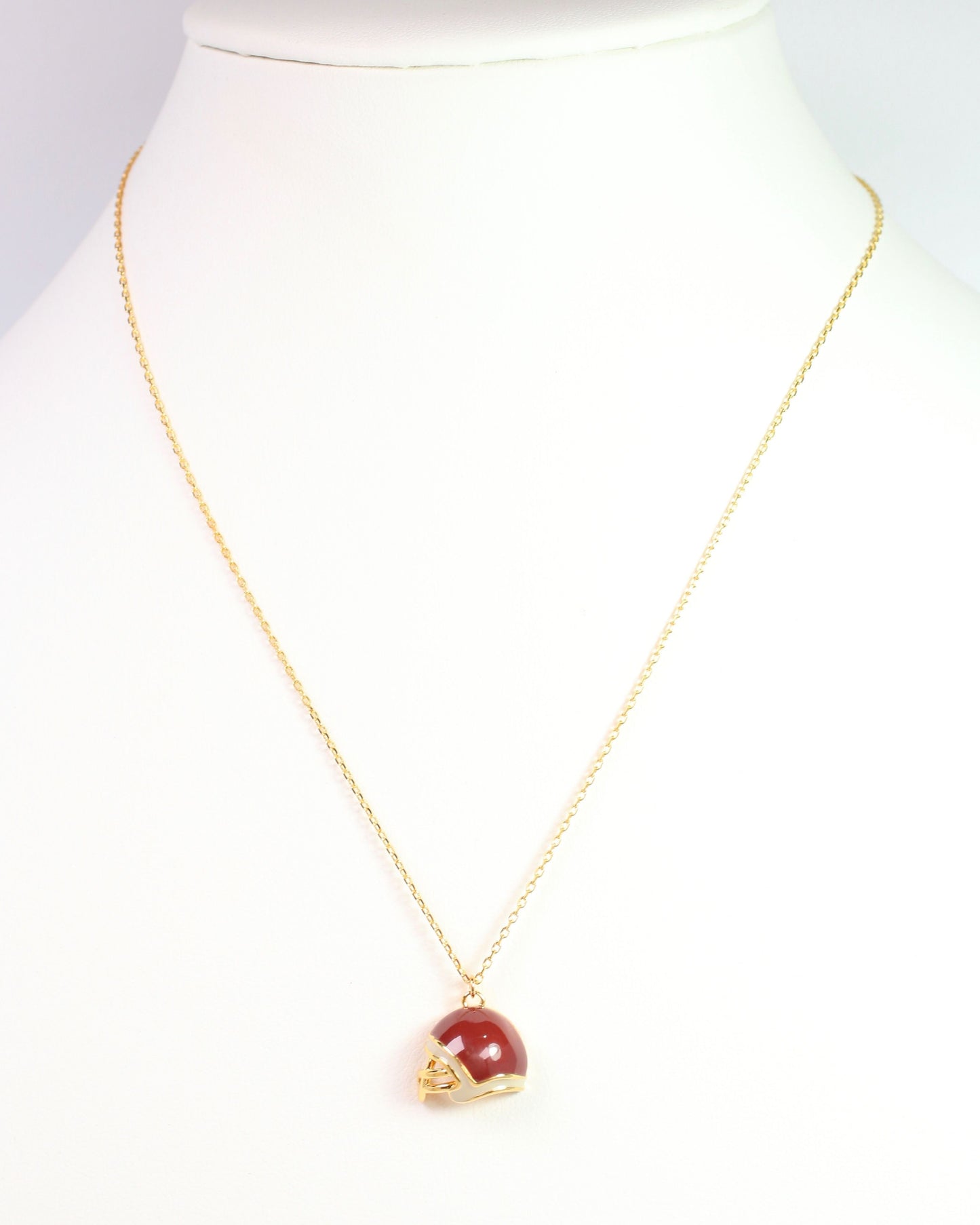 Enamel Helmet Necklace Garnet Gold