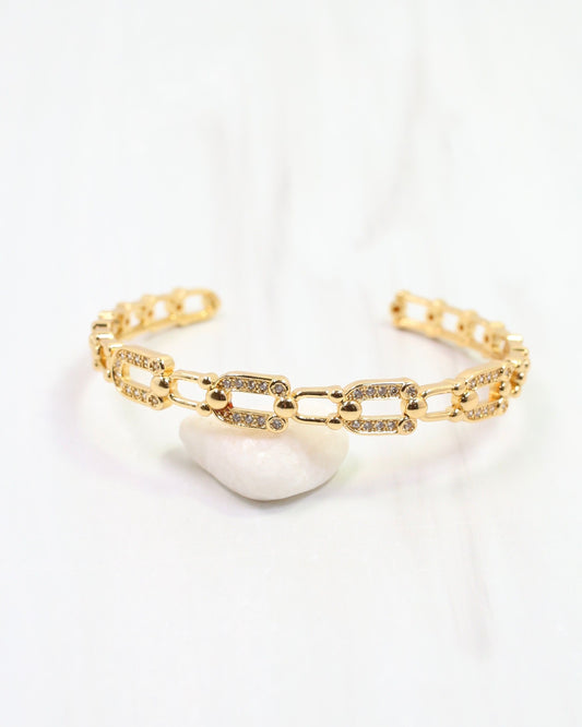 Halle CZ Horsebit Cuff Bracelet Gold