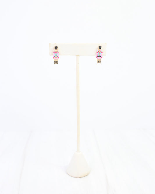 Noel Nutcracker Stud Earring Pink