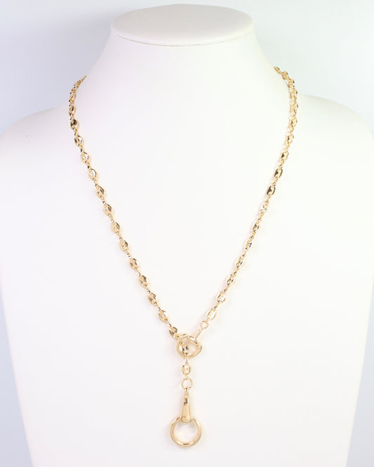 Manchester Horsebit Y Necklace Gold